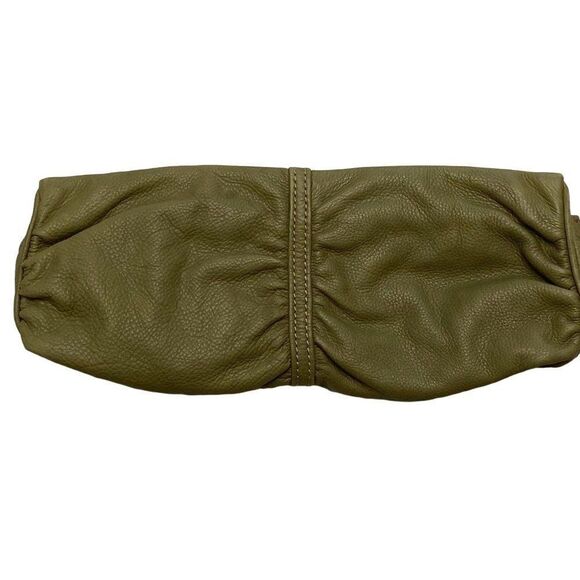 ‎Fossil Green Leather Gathered Envelope Clutch NEW - Picture 1 of 8